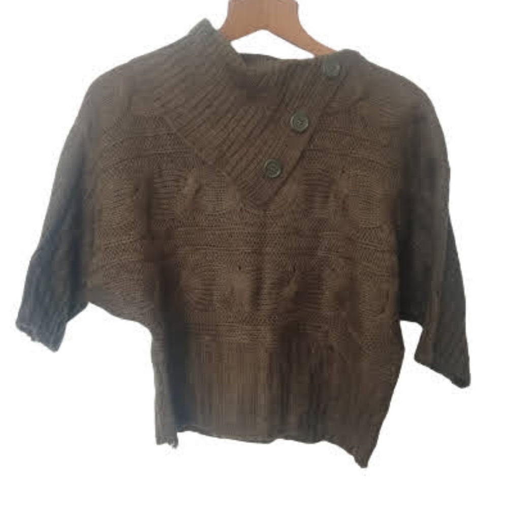 Derek Heart Khaki Cropped Waist Sweater Size Large